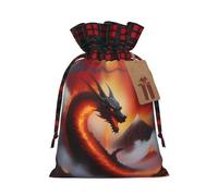Bolsas de Navidad con diseño de dragón en volcán, bolsas de regalo de Navidad, bolsas de dulces de Navidad, bolsas de golosinas, bolsas de recuerdos de fiesta, bolsas M