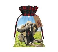 Bolsas de Navidad con diseño de trompeta y elefante con cordón, bolsas de regalo de Navidad, bolsas de dulces de Navidad, bolsas de golosinas, bolsas de recuerdos de fiesta, S