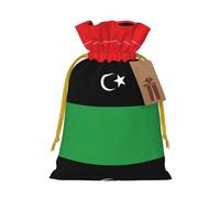 Bolsas de Navidad con estampado de bandera de Libia con cordones, bolsas de regalo de Navidad, bolsas de recuerdos de fiesta, M
