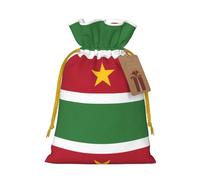 Bolsas de Navidad con estampado de bandera de Surinam con cordones, bolsas de regalo de Navidad, bolsas de recuerdos de fiesta, M