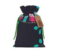 Bolsas de Navidad con estampado de búhos lindos con cordones, bolsas de regalo de Navidad, bolsas de recuerdos de fiesta, S