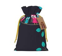 Bolsas de Navidad con estampado de búhos lindos con cordones, bolsas de regalo de Navidad, bolsas de recuerdos de fiesta, S
