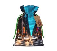 Bolsas de Navidad con estampado de calles de la ciudad de Nueva York, regalos de vacaciones, con cordón, bolsas de regalo de cumpleaños, regalos de fiesta de Navidad