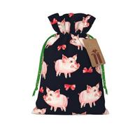 Bolsas de Navidad con estampado de cerdito rojo para regalo de vacaciones, con cordón, bolsas de regalo de cumpleaños, regalos de fiesta de Navidad