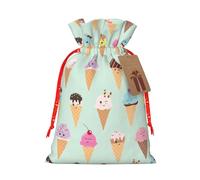 Bolsas de Navidad con estampado de conos de helado, bolsas de regalo con cordón, bolsas de regalo de cumpleaños, regalos de fiesta de Navidad