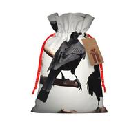 Bolsas de Navidad con estampado de cuervo negro con diseño de pájaros en una rama, regalo de vacaciones, bolsas de regalo de cumpleaños, regalos de fiesta de Navidad
