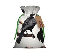 Bolsas de Navidad con estampado de cuervo negro con diseño de pájaros en una rama, regalo de vacaciones, bolsas de regalo de cumpleaños, regalos de fiesta de Navidad