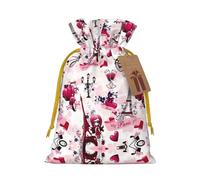 Bolsas de Navidad con estampado de la Torre Eiffel de París con cordones, bolsas de regalo de Navidad, bolsas de recuerdos de fiesta, S