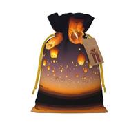 Bolsas de Navidad con estampado de linternas voladoras chinas con cordones, bolsas de regalo de Navidad, bolsas de recuerdos de fiesta, S