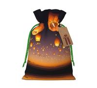 Bolsas de Navidad con estampado de linternas voladoras chinas con cordones, bolsas de regalo de Navidad, bolsas de recuerdos de fiesta, S