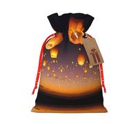 Bolsas de Navidad con estampado de linternas voladoras chinas con cordones, bolsas de regalo de Navidad, bolsas de recuerdos de fiesta, S