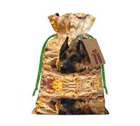 Bolsas de Navidad con estampado de perro pastor alemán con cordones, bolsas de regalo de Navidad, bolsas de recuerdos de fiesta, S