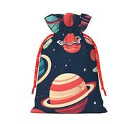 Bolsas de Navidad con estampado de planetas del espacio exterior, bolsas de regalo con cordón, bolsas de regalo de cumpleaños, regalos de fiesta de Navidad