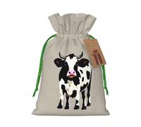 Bolsas de Navidad con estampado de puntos negros de vaca, regalos de vacaciones, con cordón, bolsas de regalo de cumpleaños, regalos de fiesta de Navidad