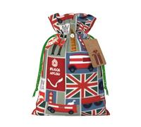 Bolsas de Navidad con estampado de símbolos de Inglaterra, bolsas de regalo con cordón, bolsas de regalo de cumpleaños, regalos de fiesta de Navidad
