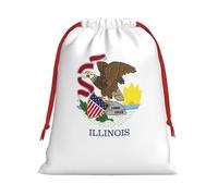 Bolsas de Navidad con la bandera del estado de Illinois, bolsa de almacenamiento, suministros de fiesta de cumpleaños, también se puede utilizar para almacenamiento diario