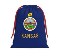 Bolsas de Navidad con la bandera del estado de Kansas, bolsa de almacenamiento, suministros de fiesta de cumpleaños, también se puede utilizar para almacenamiento diario