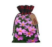 Bolsas de Navidad con patrón de flores con cordón, bolsas de regalo de Navidad, bolsas de caramelos, bolsas de golosinas, bolsas de recuerdos de fiesta, S