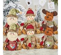Bolsas de Navidad de 6 piezas Diseño de cremallera Lindo Santa Claus Snowman Bolsa de Navidad Bolsa de Almacenamiento de telas para la fiesta y la decoración del festival, bolsas de tela
