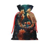 Bolsas de Navidad estilo lino, bolsas de regalo, bolsas de regalo de Navidad, hermosas bolsas reutilizables con estampado de caballitos de mar, talla S