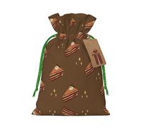 Bolsas de Navidad estilo lino, bolsas de regalo de Navidad, bolsas de regalo de Navidad, bolsas reutilizables con estampado de pasteles de chocolate, S