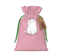 Bolsas de Navidad M con cordón - Vístete como un lindo gatito estampado de Navidad bolsas de vacaciones para bodas, cumpleaños