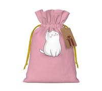 Bolsas de Navidad M con cordón - Vístete como un lindo gatito estampado de Navidad bolsas de vacaciones para bodas, cumpleaños