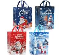 Bolsas de Navidad - Paquete de 4 bolsas de Navidad grandes mixtas de 41 x 18 x 30 cm con diferentes asas, bolsa de regalo de tela no tejida, bolsa de compras de Navidad ADQUATOR para fiestas de