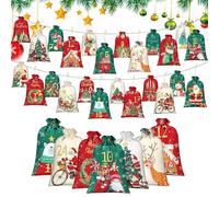 Bolsas de Navidad para dulces, 24 bolsas numeradas para calendario de Adviento, bolsas de almacenamiento de tela de Navidad, para uso para árbol de Navidad y bodas y cumpleaños para infantiles