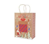 Bolsas de Navidad para regalos, papel kraft, 12 bolsas de regalo grandes, bolsas de embalaje para ropa de caramelo impresas para árbol de Navidad (Q02, 21 x 15 x 8 cm)