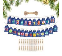 Bolsas de Navidad, recuerdos de fiesta rellenables de 24 días, bolsas con cordón para regalo de temporada, sorpresa de bricolaje, decoración de vacaciones para niños y adultos, celebración de