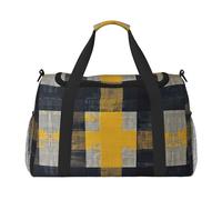 Bolsas de noche con estampado a cuadros amarillos, grises y negros, para mujeres y hombres, bolsa de hombro para viajes, artículos esenciales de viaje, Negro -, Talla única