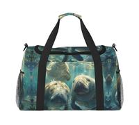 Bolsas de noche con estampado de animales de manatí para mujeres y hombres, bolsa de hombro para viajes, artículos esenciales de viaje, Negro -, Talla única