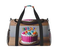 Bolsas de noche con estampado de pastel de feliz cumpleaños para mujeres y hombres, bolsa de hombro para viajes, artículos esenciales de viaje, Negro -, Talla única