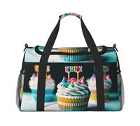 Bolsas de noche con estampado de pasteles de feliz cumpleaños para mujeres y hombres, bolsa de hombro para viajes, artículos esenciales de viaje, Negro -, Talla única