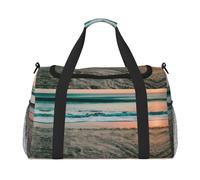 Bolsas de noche con estampado de puesta de sol de playa para mujeres y hombres, bolsa de hombro para viajes, artículos esenciales de viaje, Negro -, Talla única