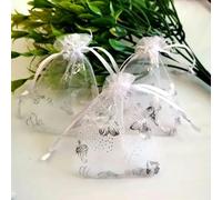 Bolsas de Organza Bolsas de Regalo de Organza 100 unids/lote bolsas de joyería de Organza de mariposa bolsa con cordón bolsas de regalo bolsas de embalaje de dulces bolsas for exhibición de joyería de