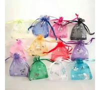 Bolsas de Organza Bolsas de Regalo de Organza 100 unids/lote bolsas de joyería de Organza de mariposa bolsa con cordón bolsas de regalo bolsas de embalaje de dulces bolsas for exhibición de joyería de