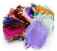Bolsas de organza de colores mezclados | Bolsas de organza Bolsita de hilo de red para dulces de colores mezclados Favor de boda de joyería con cordón 100PCS