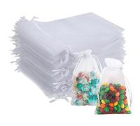Bolsas de organza transparente de alta calidad, 50 unidades de 13 x 18 cm, bolsas de regalo de boda con cordón, bolsas de regalo de joyería para fiestas de bodas y festivales (blanco)