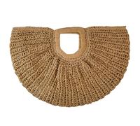 Bolsas de paja para mujeres 2025 Bolsa de manejo de ratán de verano | Gran capacidad Bohemio redonda de paja bolsa de mar bolso de ratán embrague