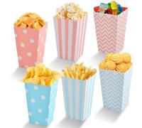 Bolsas de Palomitas de Maíz, 60PCS Mini Caja de Palomitas, Pequeñas Bolsas de Papel para Fiestas, Cajas para Dulces, Contenedor Azul y Rosa para Fiestas y Cumpleaños
