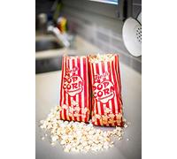 Bolsas de palomitas de maíz de 1.5 onzas, paquete a granel de 100 bolsas de papel individuales de maíz pop de color marrón y rojo, caja de noche de película, mini cajas de aperitivos