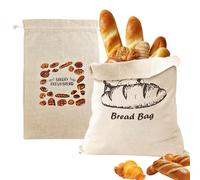 Bolsas de pan de lino, 2 bolsas de pan de algodón, 30 x 45 cm, para mantener frescas con cordón para panadería, hogar, buenas para panecillos, baguettes, aptas para cocina, pícnic
