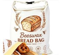 Bolsas de pan de lino natural con forro de cera de abeja, almacenamiento extra grande de masa madre para panes artesanales frescos, bolsa ecológica reutilizable de 32 x 43 cm (pan de miel)