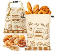 Bolsas de pan reutilizables para masa madre casera con forro de TPU de grado alimenticio, bolsas de pan de algodón con hebilla de inserción que mantiene los panes frescos, almacenamiento portátil de