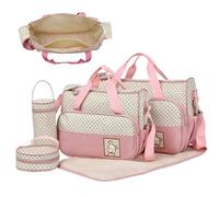 Bolsas de pañales para bebé niño 5 unids/set bolsa de pañales multifuncional a prueba de agua y polvo con dos bolsos, bolsa para biberones, almuerzo pequeño y tapete, bebé portátil para padres..
