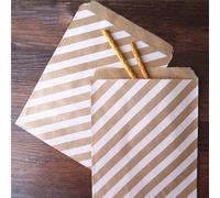 bolsas de papel 5x7in love is sweet wedding Treat Craft Paper Popcorn Bags Food Safe Party Favor Bolsas de papel Best Gift candy sweet Bag-brown stripe,13x18cm