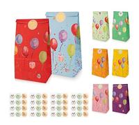 Bolsas de Papel, Bolsa de Regalo Infantil, Bolsas para Chuches, para Navidad, Halloween,Pascua, Fiestas, Ceremonias de Graduación, Aniversarios, Bodas etc. 24x13x8cm 24 Piezas Multicolor