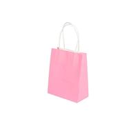 Bolsas de Papel Bolsas de Papel 10/20/30/50 Uds Mini bolsa pequeña de papel Kraft con asas bolsa de regalo for Festival bolsas de compras de dulces(Pink,15X21X8CM (S)_50PCS)